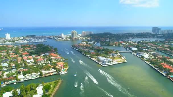 Antennenvideo Riviera Inseln Fort Lauderdale Florida Seitliche Bewegung 60P — Stockvideo