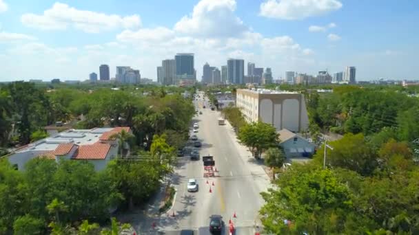 Drone Footage Las Olas Boulevard Närmar Sig Downtown City 60P — Stockvideo