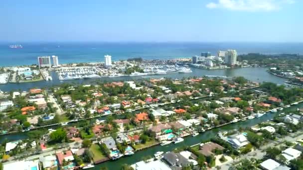 Imagens Drones Riviera Isles Fort Lauderdale Flyover Florida — Vídeo de Stock