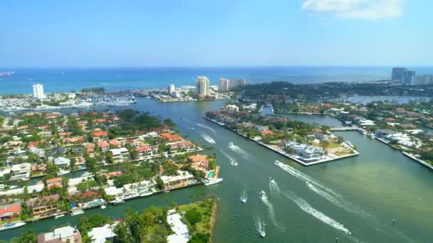 Casas Lujo Drone Fort Lauderdale Aérea Volar — Vídeo de stock