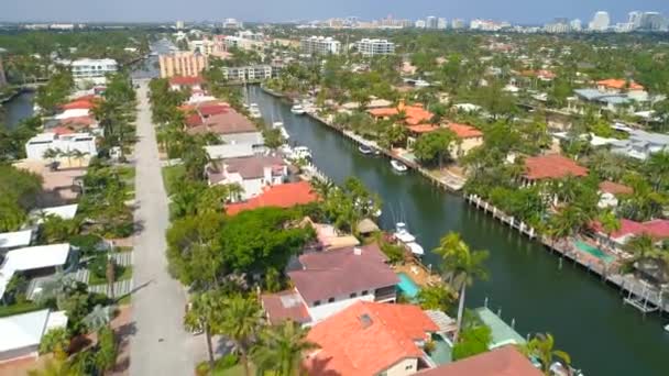 Vrtulník Tour Fort Lauderdale Luxusní Waterfront Domy 60P Záběry — Stock video