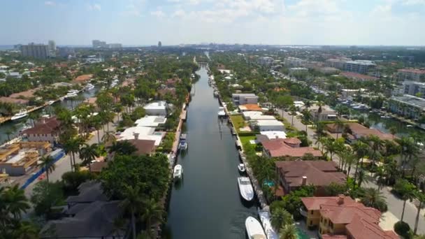 Luxe Fort Lauderdale Huizen Luchtfoto Real Estate Rondleiding — Stockvideo