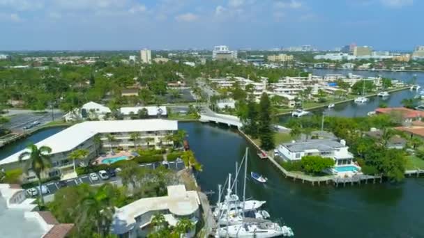 Omgekeerde Luchtfoto Drone Beelden Hendricks Venetië Isles Fort Lauderdale Florida — Stockvideo