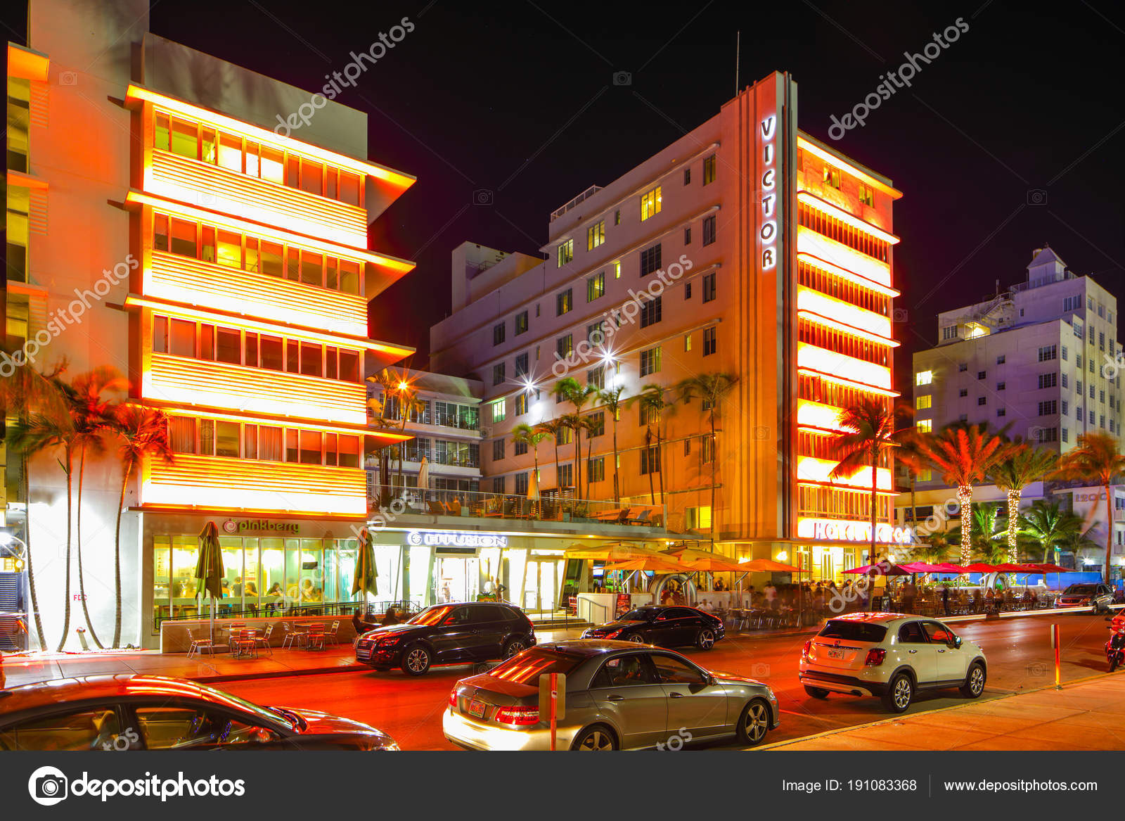Victor Hotel Miami Beach Ocean Drive – Стоковое Редакционное Фото.