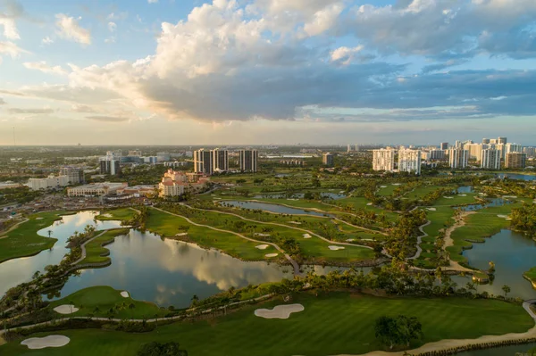 佛罗里达空中高尔夫球场景观黄昏 — 图库照片