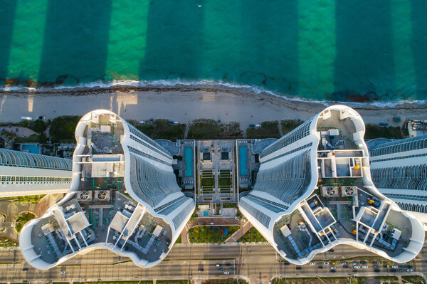 Direct overhead image highrise buildings on the beach