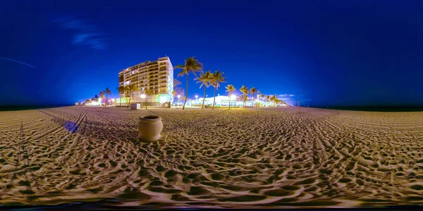 360 immagine sferica spiaggia di notte — Foto Stock