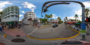 Miami Beach, Fl, Amerika Birleşik Devletleri - 1, 2018:360 küresel panorama Miami Beach Lincoln Road Mayıs