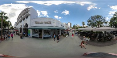 Miami Beach, Fl, Amerika Birleşik Devletleri - 1, 2018:360 küresel panorama Miami Beach Lincoln Road Mayıs