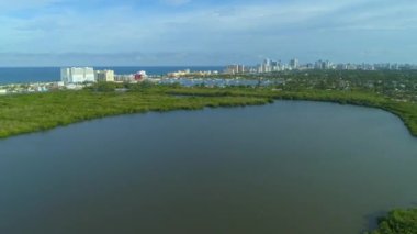 Hava dron görüntüleri Hollywood göller ve beach Florida 4k hyperlapse