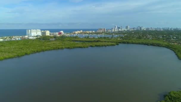 Imágenes Aéreas Aviones Tripulados Hollywood Lagos Playa Florida Hiperlapso — Vídeos de Stock