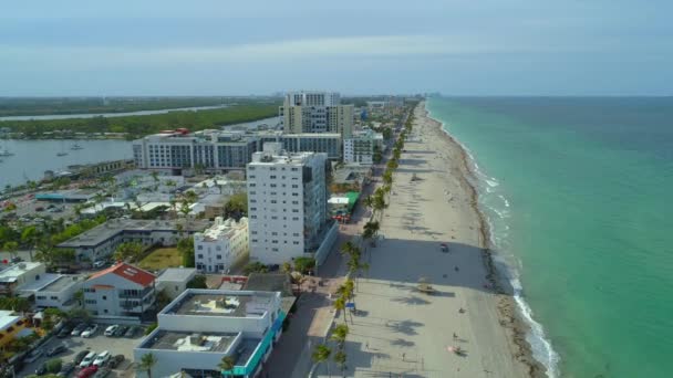 Letecký Výlet Hollywood Beach Florida Pobřeží Písek Eroze Klimatické Změny — Stock video