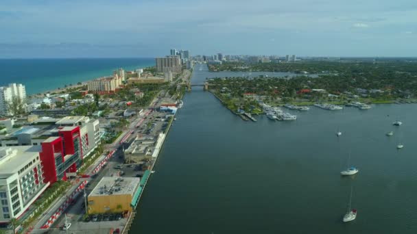 Aerial Tour Hollywood Florida Intracoastal Waterway — Stock Video