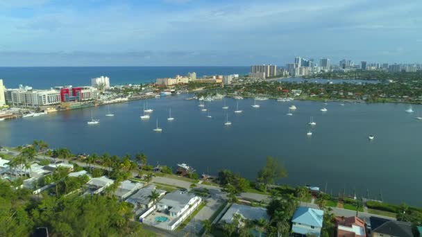 Luchtfoto Video North Lake Hollywood Florida — Stockvideo