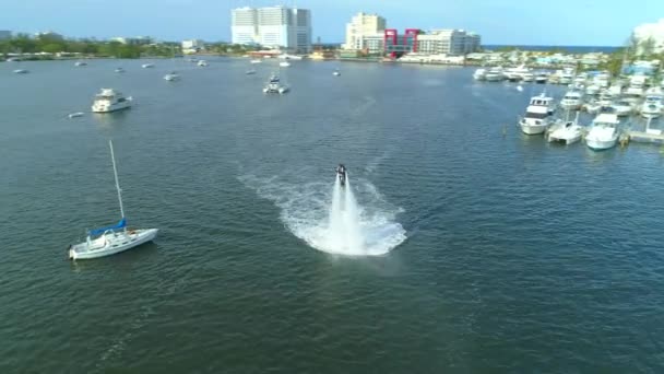 Drone Vidéo Homme Sur Jetlev Dans Lac 24P — Video