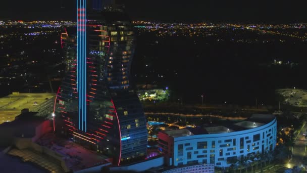 Aerial Τραβήξτε Έξω Πυροβόλησε Seminole Hard Rock Hotel Και Καζίνο — Αρχείο Βίντεο