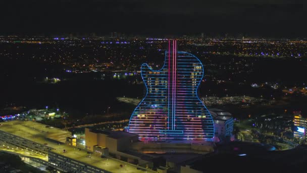 Seminole Hard Rock Spettacolo Luce Chitarra Notte Laser — Video Stock