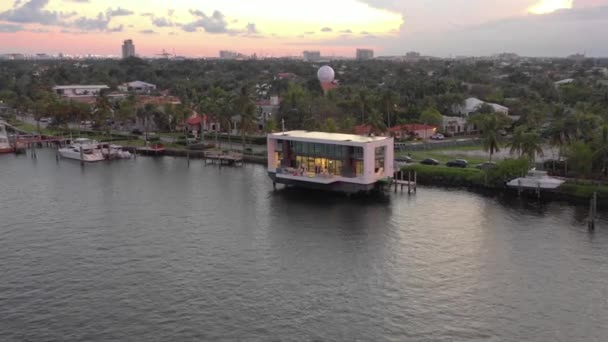 Arkup Lyx Hus Båt Fort Lauderdale Antenner — Stockvideo