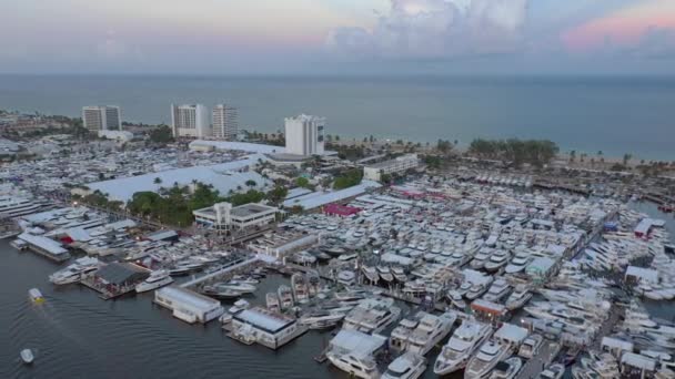 Vídeo Aéreo Grande Grupo Barcos Fort Lauderdale Eua — Vídeo de Stock