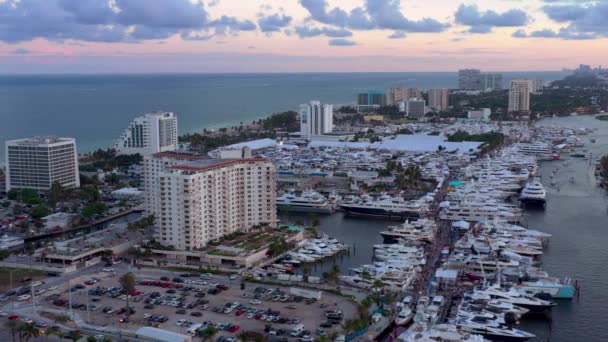 Best Aerials Fort Lauderdale Boat Show Drone Footage — Stock Video