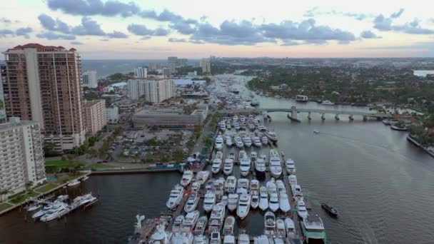 Fort Lauderdale International Boat Show 2019 Απόθεμα Εναέρια Πλάνα — Αρχείο Βίντεο