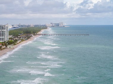 Aerial photo Dania Beach fishing pier Florida USA clipart