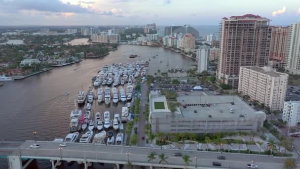 Εναέρια Πλάνα Intracoastal Fort Lauderdale Σκάφος Yacht Show — Αρχείο Βίντεο