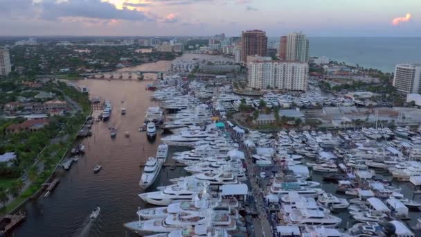 Légi Felvétel 2019 Fort Lauderdale Boat Show Expo Ról — Stock videók