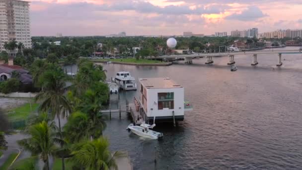 Barco Casa Luxo Aéreo Fort Lauderdale Florida — Vídeo de Stock