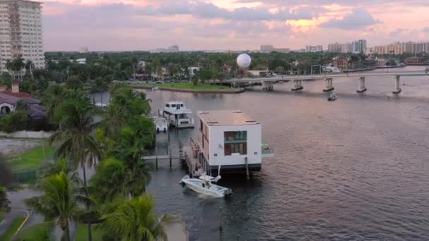 Lucht Luxe Woonboot Fort Lauderdale Florida — Stockvideo