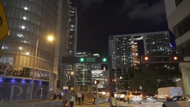 迈阿密高层建筑夜间视频4K — 图库视频影像