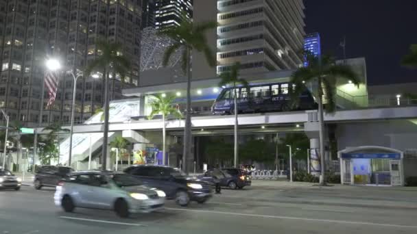 Motion Ground Fotage Estación Metro Tranvía Centro Miami Por Bayfront — Vídeo de stock