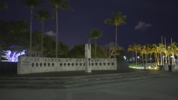 Факел Дружбы Центр Майами Ночное Видео — стоковое видео