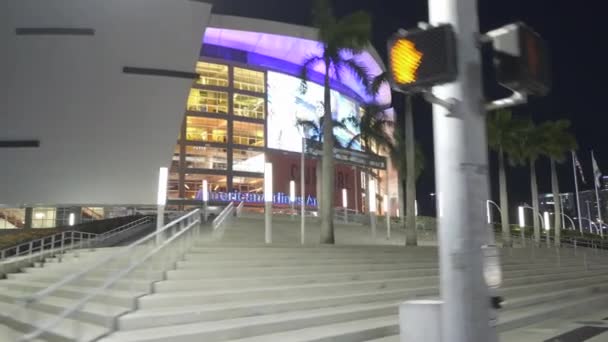 American Airlines Arena Miami Riprese Notturne — Video Stock