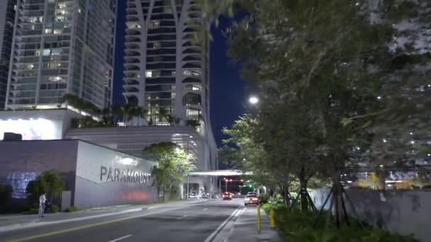 Filmati Notturni Grattacieli Downtown Miami — Video Stock