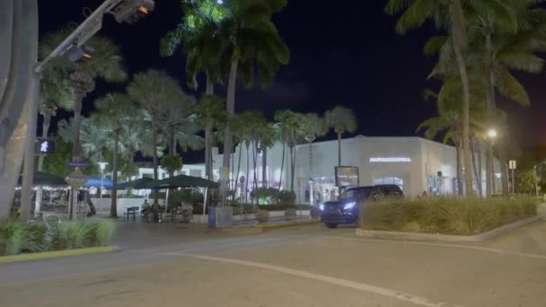 Lincoln Road Shopping Promenade Miami Beach Noite Vídeo — Vídeo de Stock