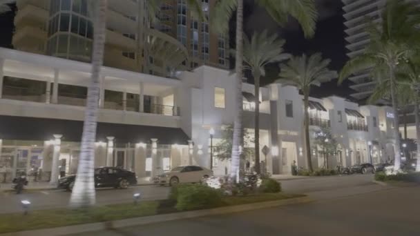 South Pointe Drive Miami Beach Natt Video — Stockvideo