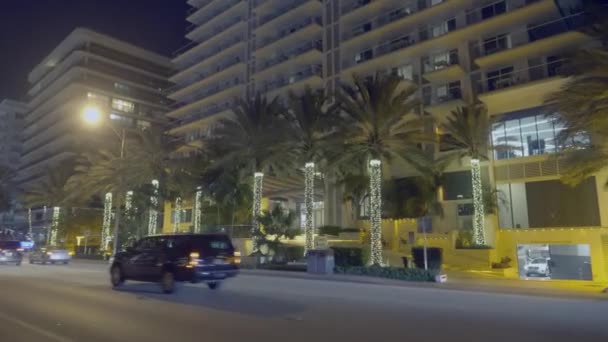 大滩酒店迈阿密海滨之夜录像 — 图库视频影像