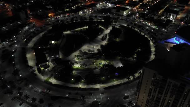 成立空中拍摄青年圆形艺术公园好莱坞佛罗里达州 — 图库视频影像
