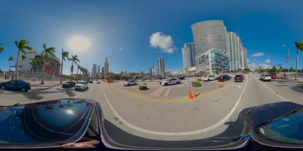 360 Filmmaterial Innenstadt Miami Treibende Platten Biscayne Boulevard — Stockvideo