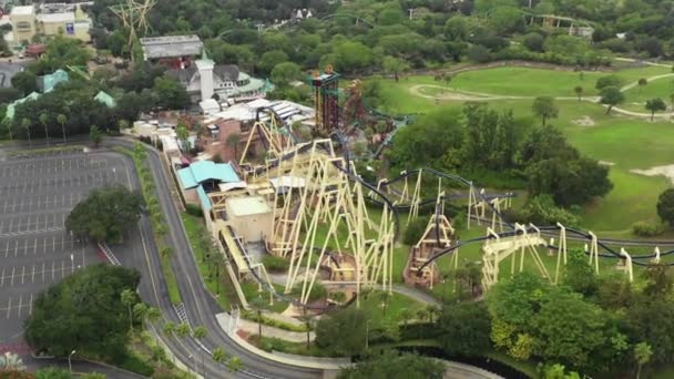 Aeriais Montanhas Russas Parque Temático Busch Gardens — Vídeo de Stock