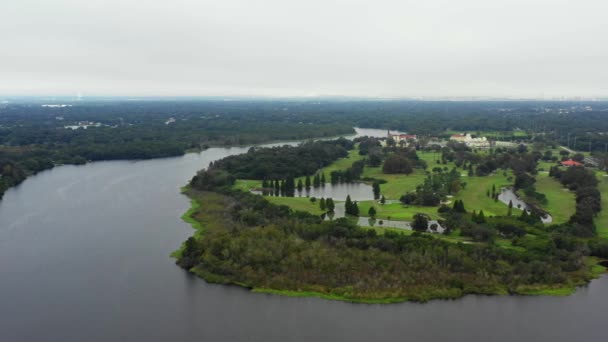 Vídeo Aéreo Rogers Park Campo Golf Tampa Hillsborough River — Vídeos de Stock