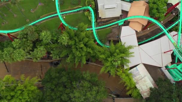 Aerial Overhead Shot Kumba Roller Coaster Tampa Busch Gardens — Stock Video