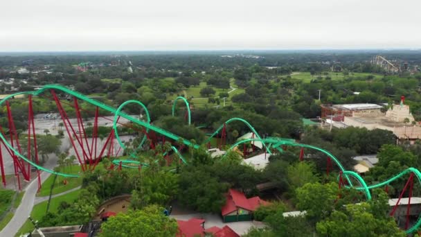 Imagens Aéreas Kumba Roller Coaster Tampa Busch Gardens Florida — Vídeo de Stock