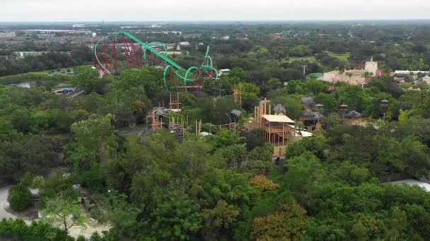 Träd Toppbanor Busch Gardens Temapark Tampa Florida Usa — Stockvideo