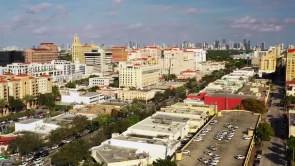 Downtown Coral Gables Florida Luchtdoeldrone — Stockvideo