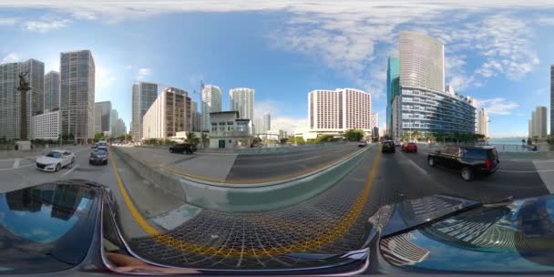 360 Stadtrundfahrt Downtown Miami Brickell Bridge — Stockvideo