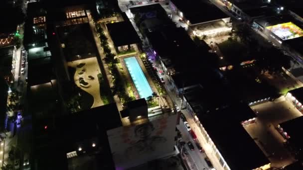 Nacht Antenne Video Wynwood Luxus Vermietung Miami — Stockvideo