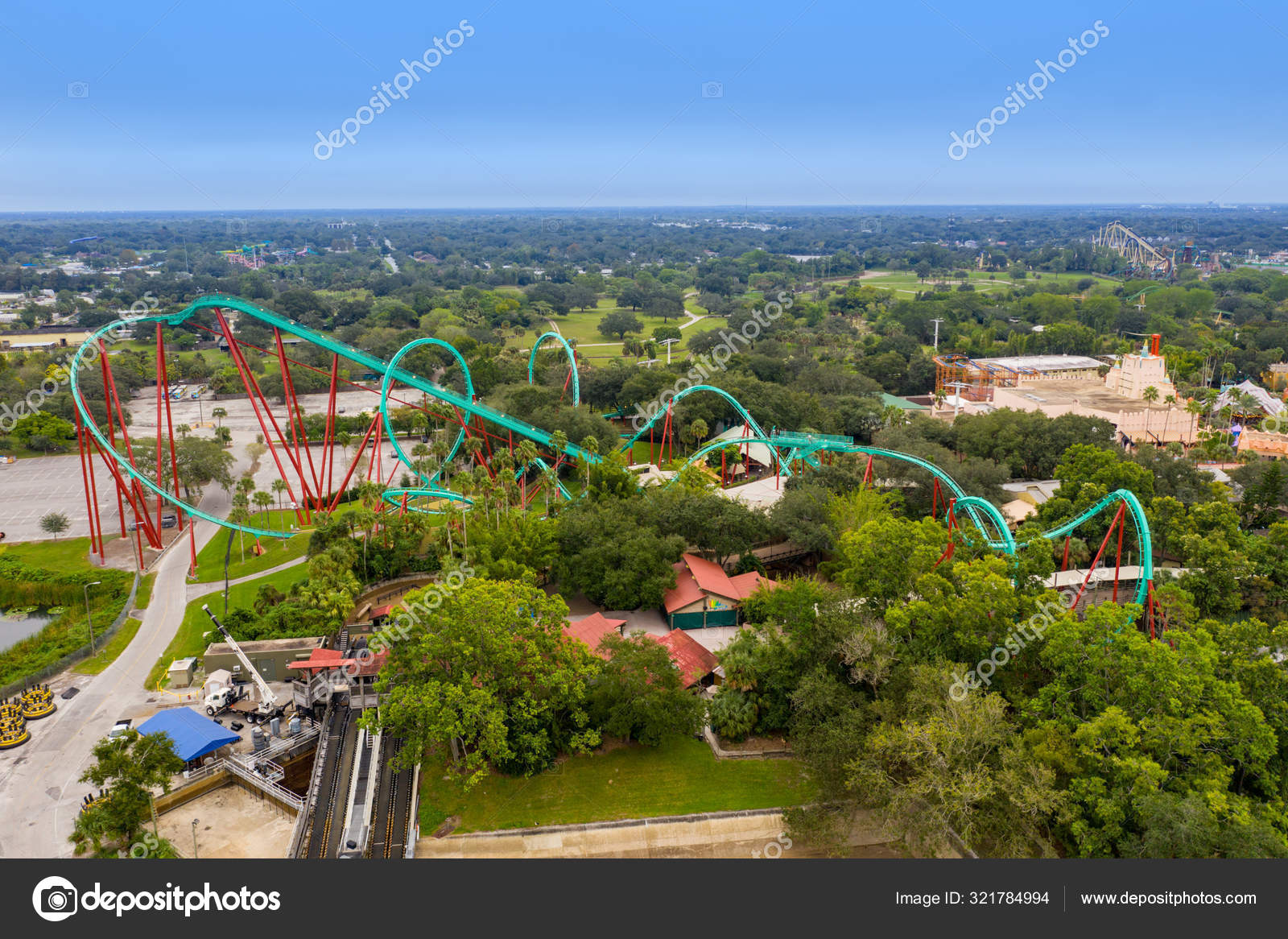 Roller coasters at Busch Gardens Theme Park Tampa FL USA Stock