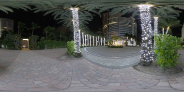 360 küresel gece fotoğrafı Miami Plajı tatil ışıkları